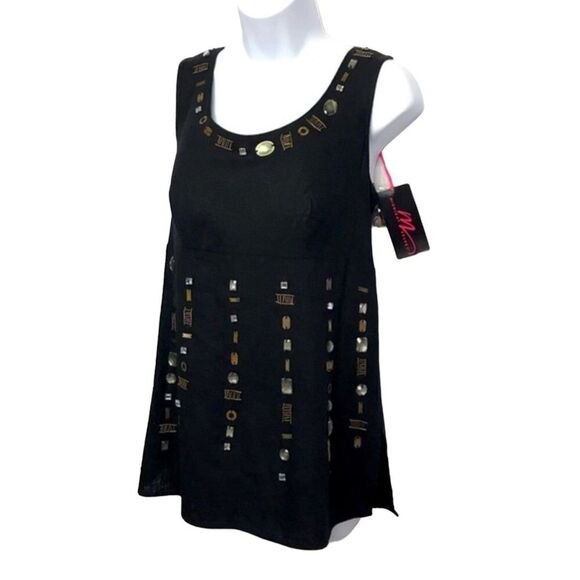 Sleeveless Linen Blend Southwestern Tunic Top Bronze Silver Neckline and Bodice - Picture 13 of 15